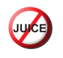 No Juice Symbol of red circle with line through the word juice